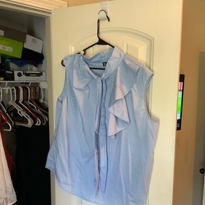 Women Size XL New York and Company Light Blue Ruffled Sleeveless Top